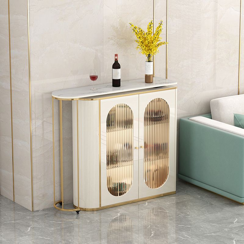 1/2 Pieces Counter Height Pub Set in Gold and White, Oval for Living Room