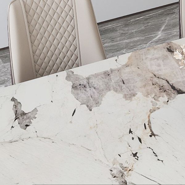 Modern Sintered Stone Dining Table Double Pedestal Table with Acrylic Base for Home