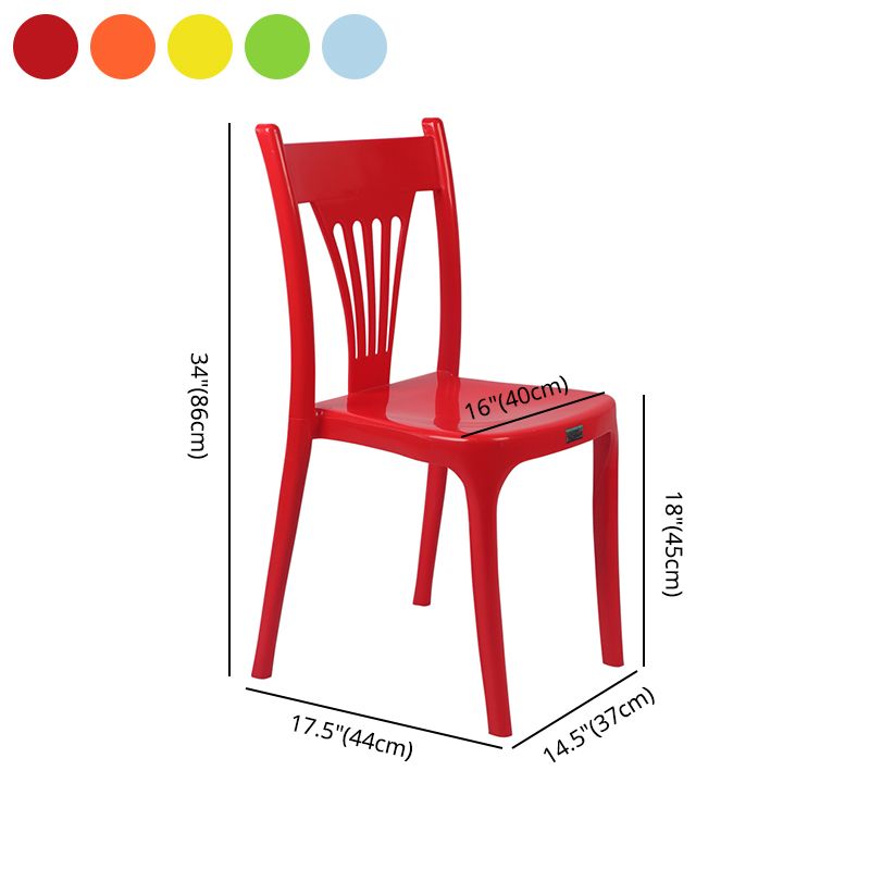 Silla sin brazos de plástico de estilo contemporáneo, respaldo de listones para cenar, sillas apilables para el hogar
