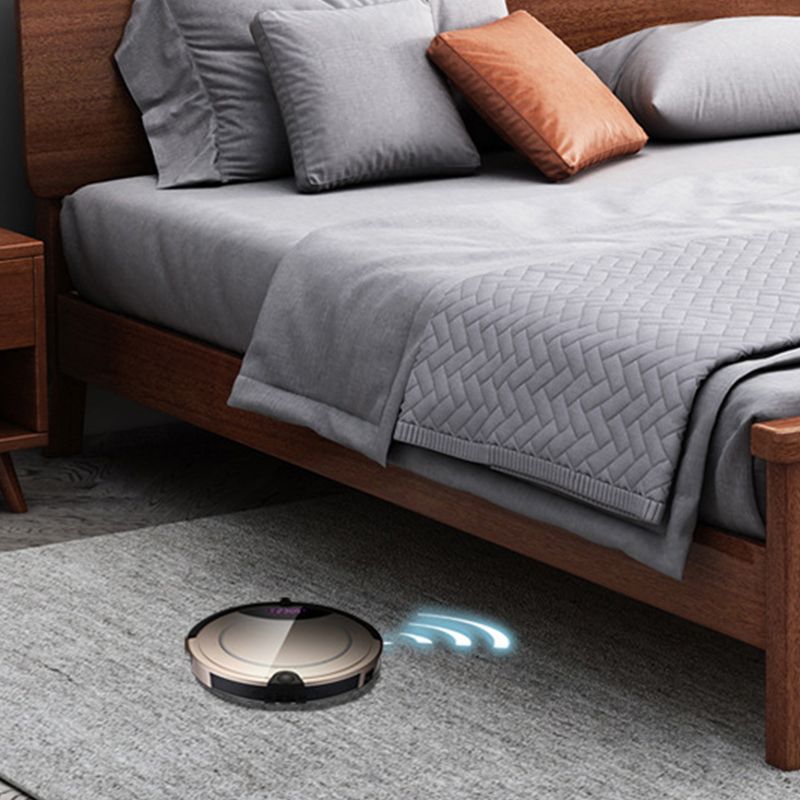 Queen Bed 43.3 Inch High Walnut Panel Bed in Brone with 4 Legs