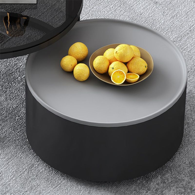 Modern Style Wooden&tempered Glass Top Circular Nested Coffee Table