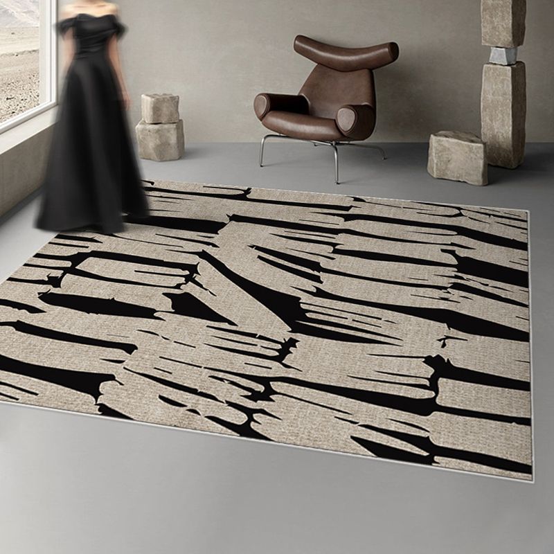Modern Art Plain Rug Polyester Indoor Rug Non-slip Area Carpet for Bedroom