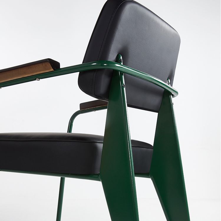 Open arrière Arm à manger chaise industrielle des fauteuils rembourrés avec des jambes en métal