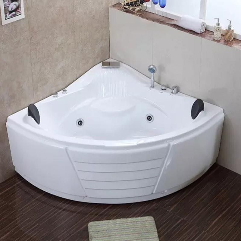 White Corner Acrylic Bath Tub Bathroom Modern Back to Wall Tub