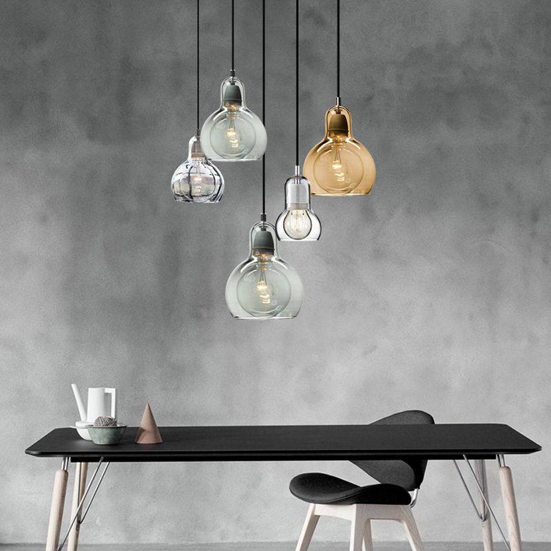 Modern Creative Geometric Pendant Light Wrought Iron Indoor Hanging Lamp with Glass Shade