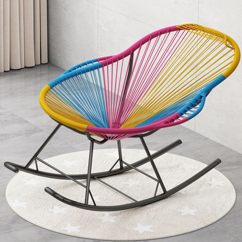 Creative Indoor Rocking Chair Woven Rope Rocker Chair with Dark legs