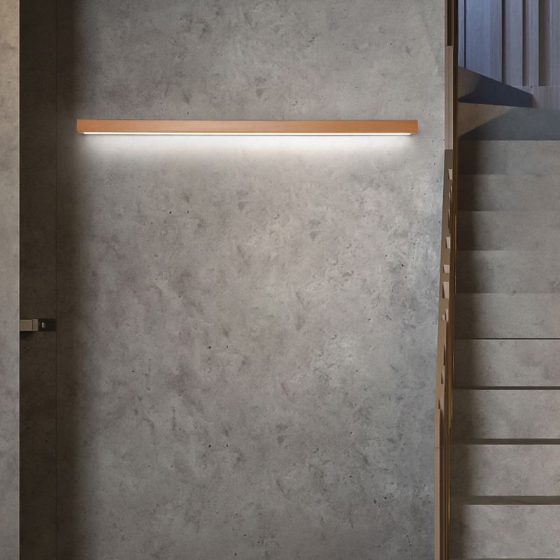 1 licht houten lineaire wandverlichting moderne stijl muur gemonteerd verlichtingsarmatuur in bruin