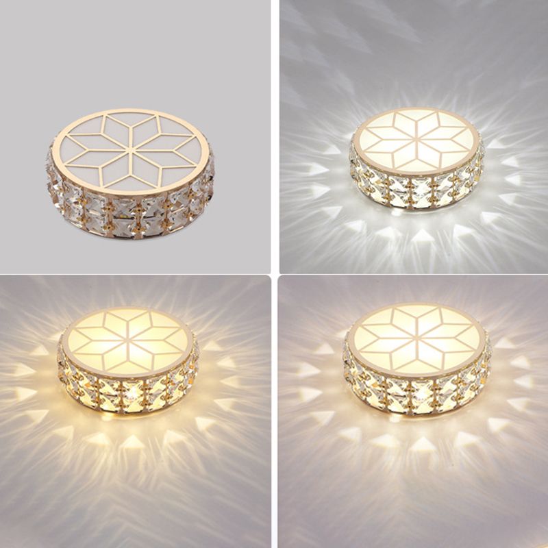 Modern Crystal Flush Mount Light Fixtures 1-Light LED Flush Mount with Hole 2-3.5'' Dia