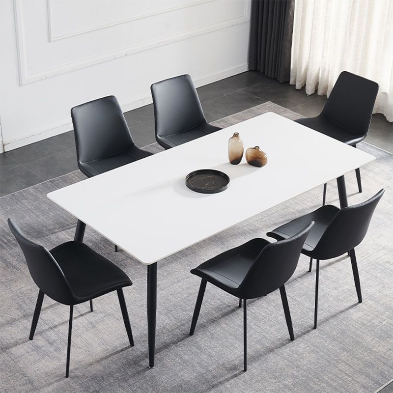 Kitchen Industrial Dinner Table Stone Rectangle 4 Legs Dining Table