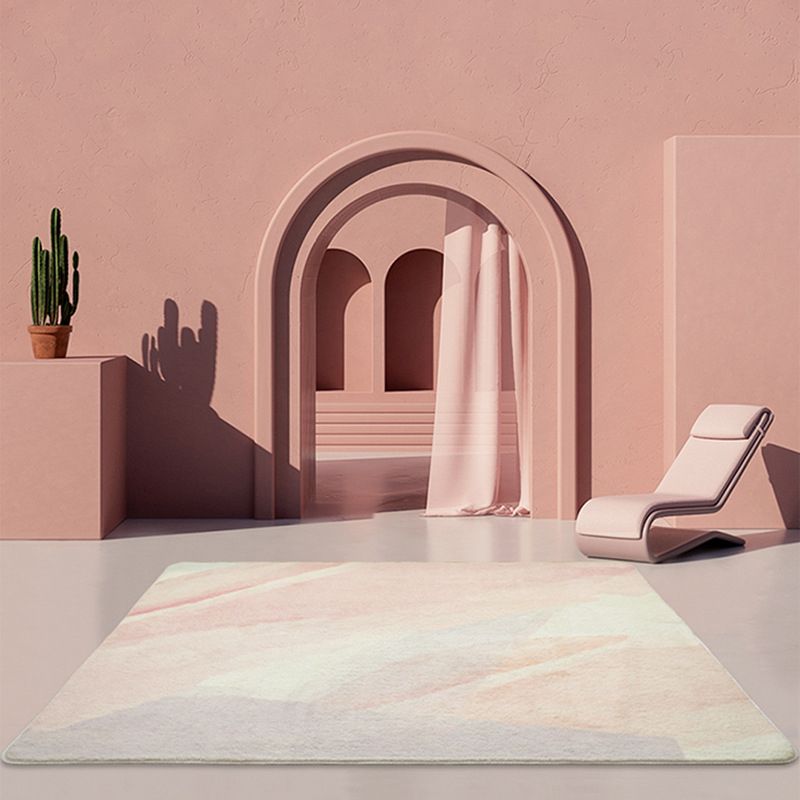 Light Pink Graphic Rug Polyester Modern Rug Washable Area Rug for Living Room