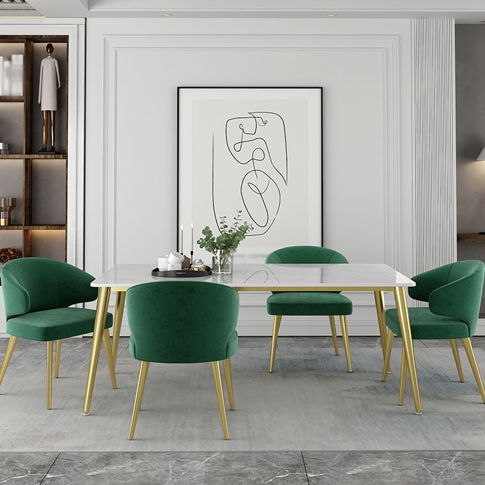 Glam White Sintered Stone Dining Table Set 1/2/5/7 Pieces Dining Set for Dining Areas