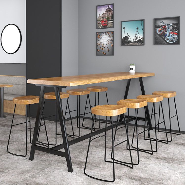 Industrial Style Bar Table Set 1/2/9 Pieces Rectangle Solid Wood Counter Set