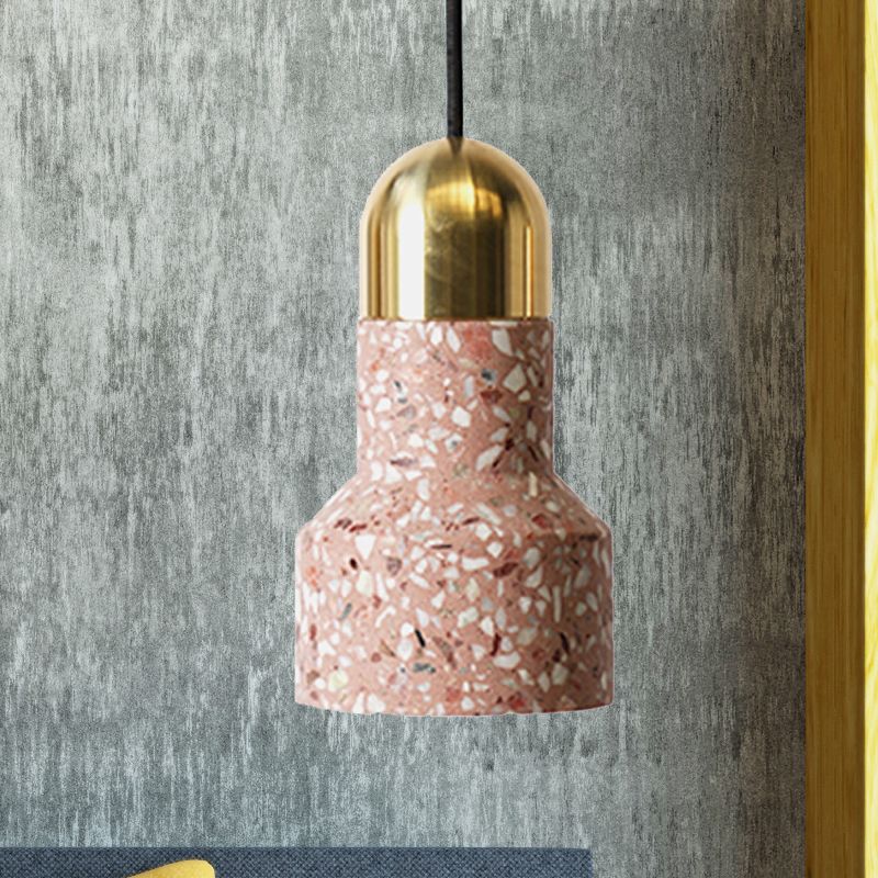 Illuminazione a sospensione a campana in cemento in stile nordico 1 luce nero/bianco/rosa lampada a soffitto appesa