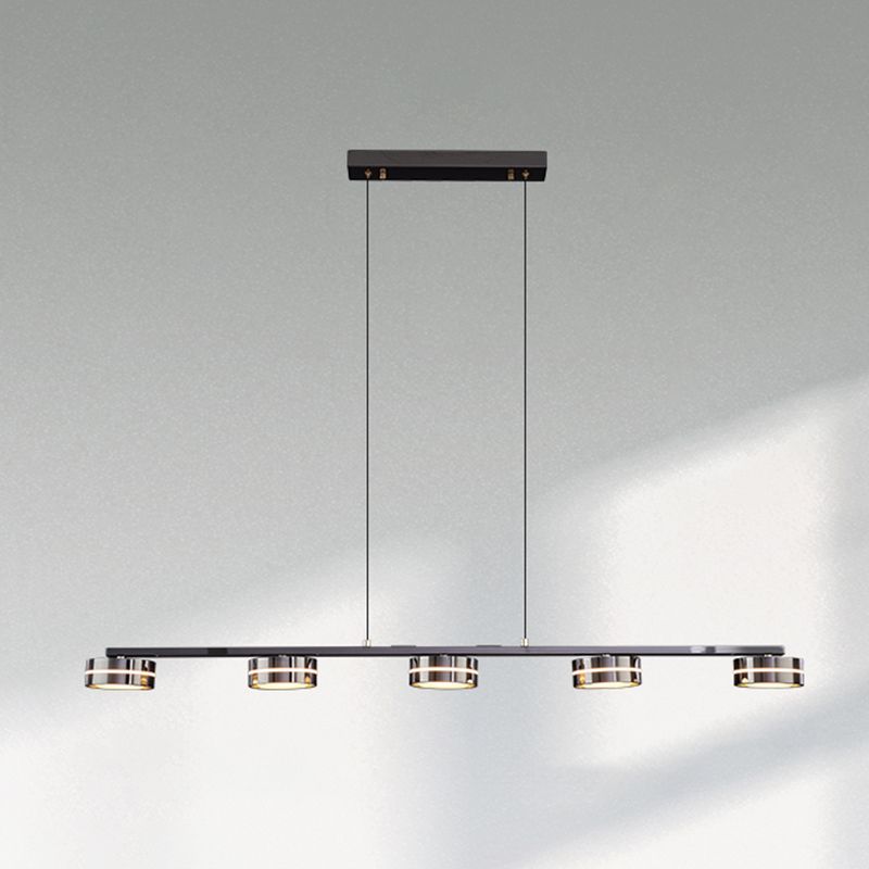 Metal and Acrylic Kitchen Island Fixture in Black LED Linear 5 / 6 - Head Pendant Ceiling