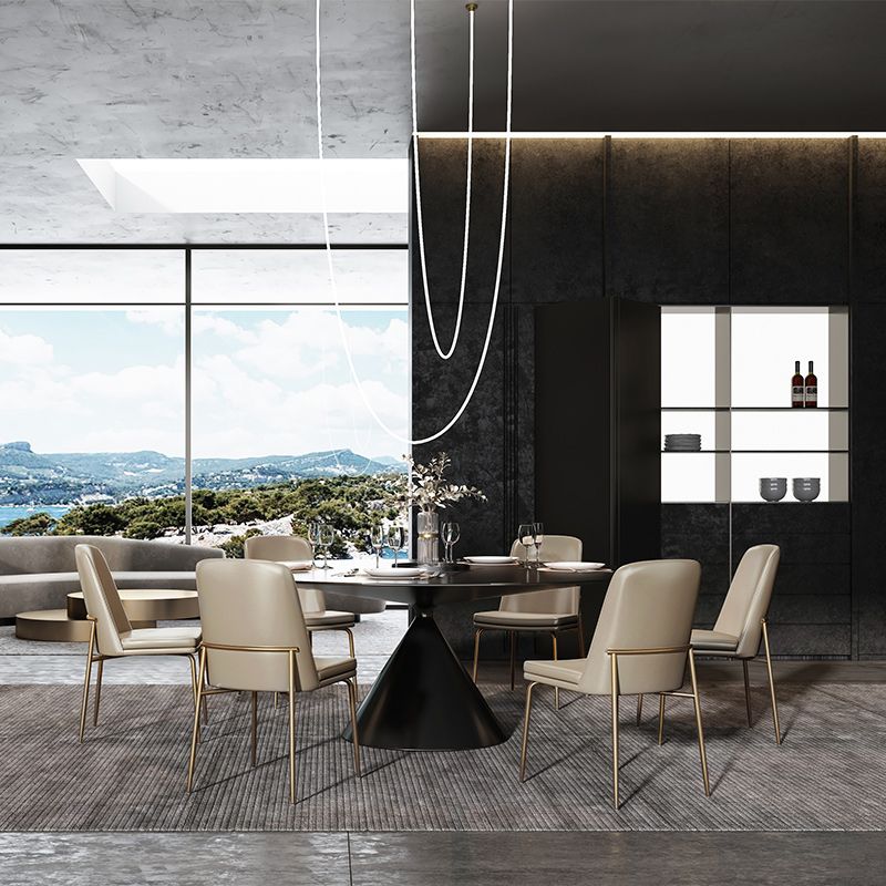 Faux Leather and Metal Contemporary Armless Dining and Accent Chairs