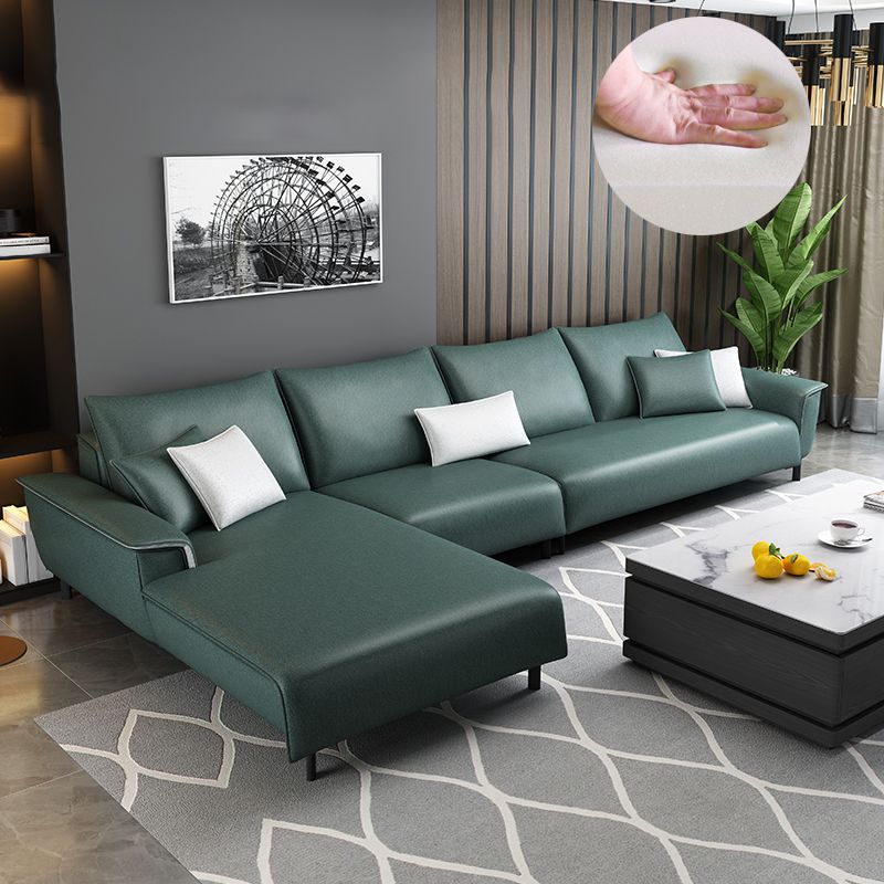 Modern 4 Pillows Back Sectional with Pillow Top Arms for Living Room