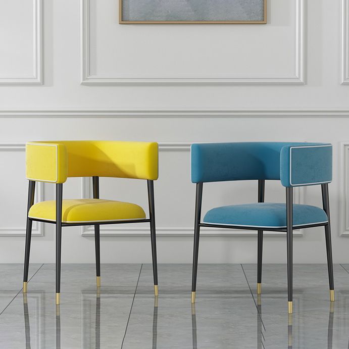 Glam Upholstered Dining Arm Chair Open Back Arm Chair for Dining Room