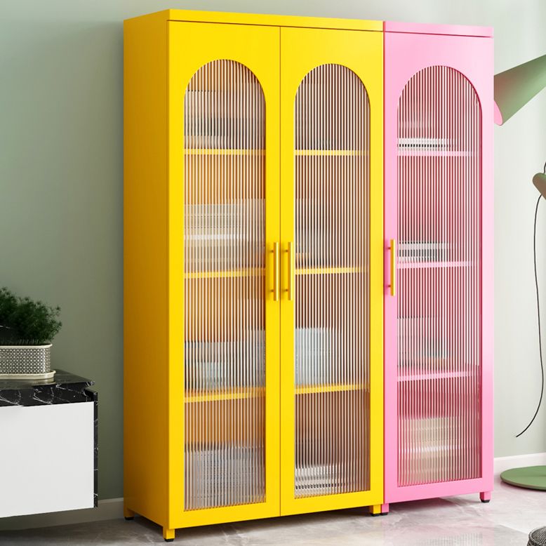 Living Room Metal Kitchen Server Colorful Frame Glass Door Dining Server