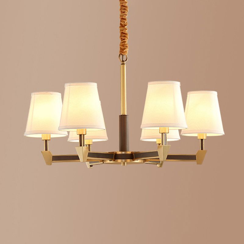 Postmoderne konische Decke Anhänger Stoff 6/8-Kopf-Wohnzimmer Kronleuchter in Weiß