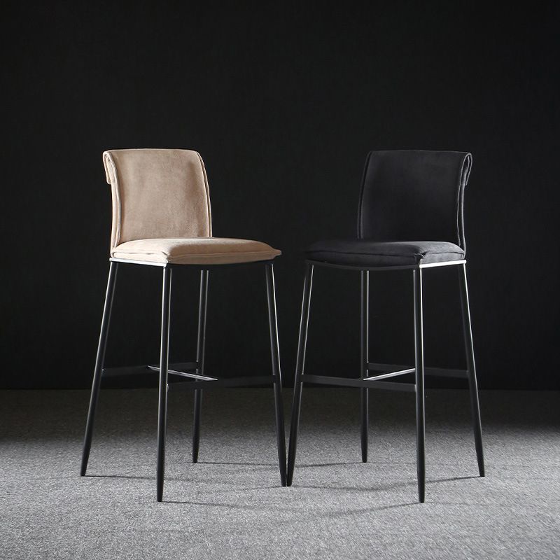 Armless Bar Stool Contemporary Low Back Dining Stool with Footrest