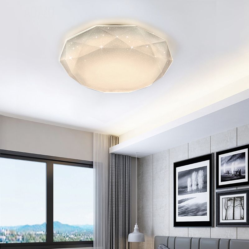 Geometric Shape Metal Flush Light Modern Style 1 Light Flush Mount Ceiling Lights in White