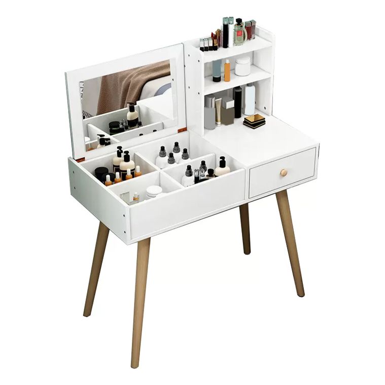 Modern Wood Flip-top Vanity Set 29.53" H Vanity Desk in White