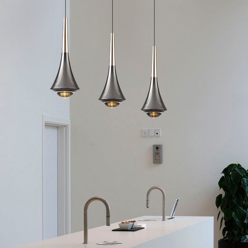 Aluminum Flared Pendant Light Fixture Simple LED Drop Lamp for Dining Room