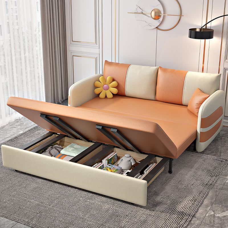 Faux Leather Stain Resistant Square Arm Modern Bed Sofa Couch