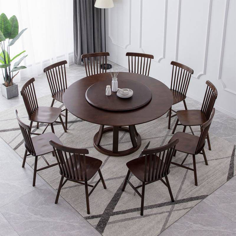 Solid Wood Pedestal Table Convertible Dining Table for Kitchen