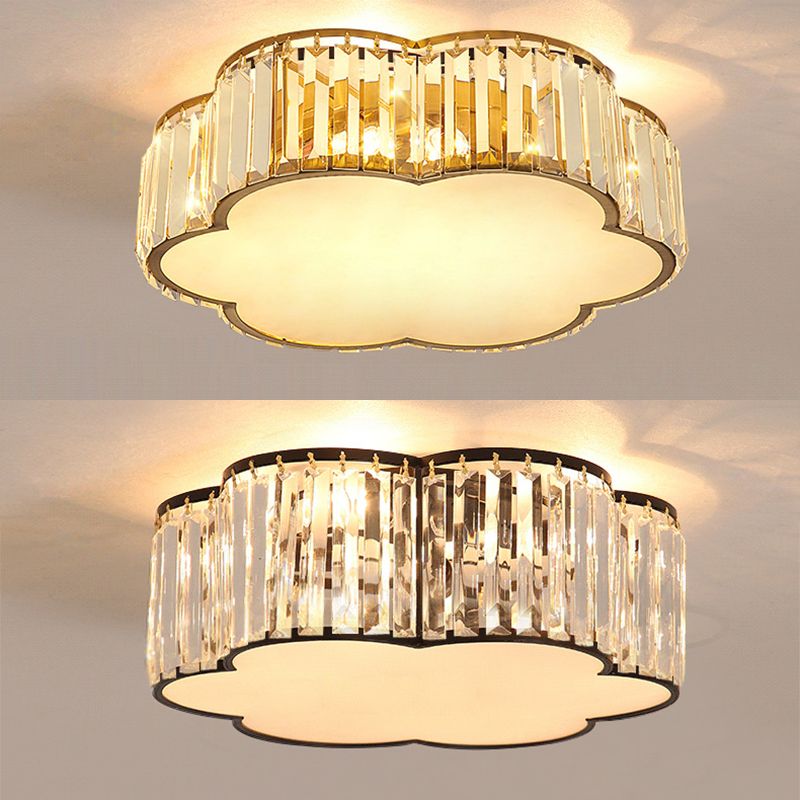 Plafoniera a LED in cristallo Floriated in stile moderno di lusso, montaggio ad incasso in ferro battuto per camera da letto