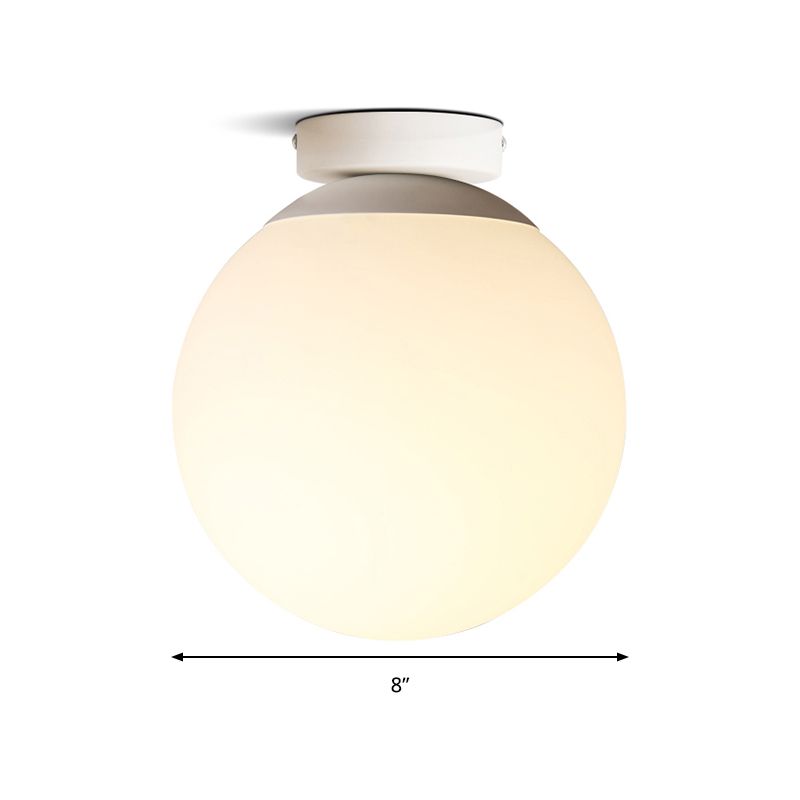 Opal Glass Globe Flush Mount Lamp Modern 1 Light 6"/8"/10" Wide White Flush Ceiling Light Fixture
