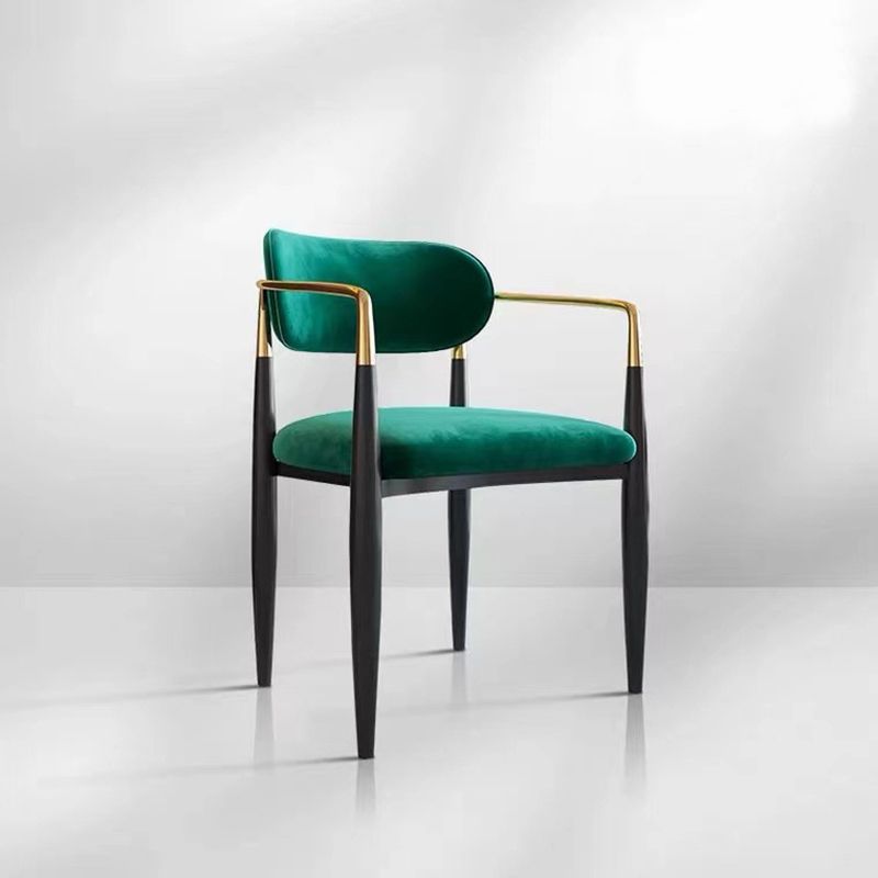Glam Style Arm Chair Velvet Open Back Dining Chair for Home Use