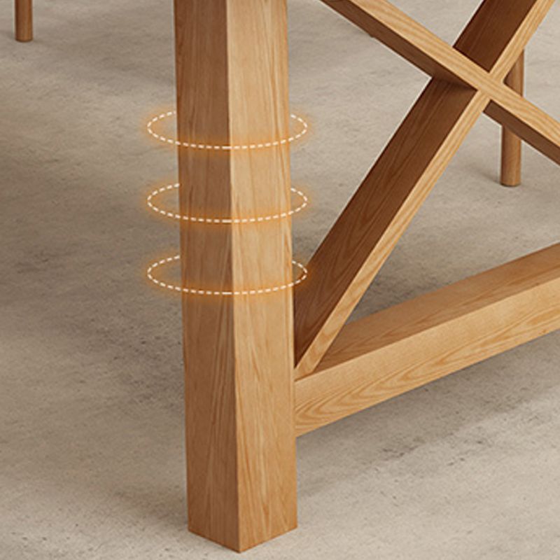 Glam Style Wood Dining Table Rectangle Table with Wood Legs for Kitchen