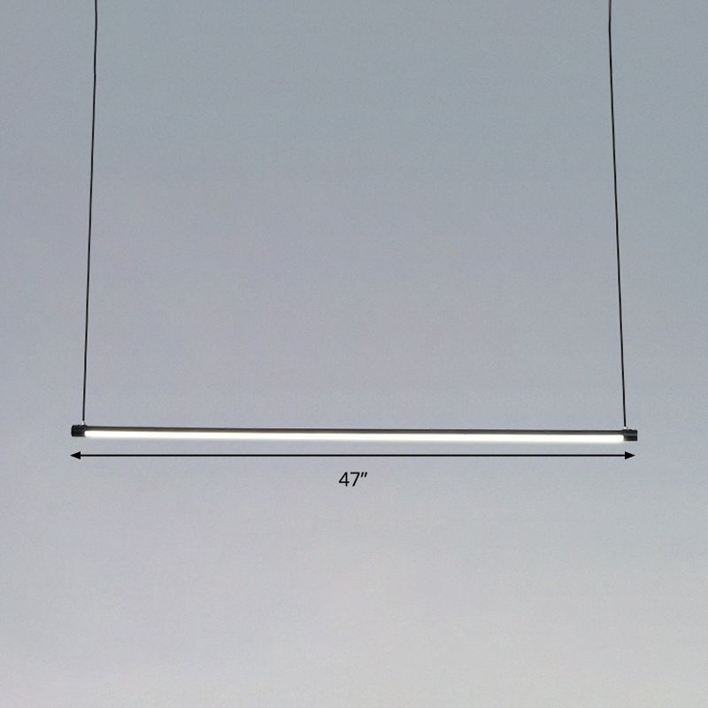 Ultra Slim Tube Island Lighting Modernity Metal LED Office Hanging Lamp in Black, Warm/White/Natural Light