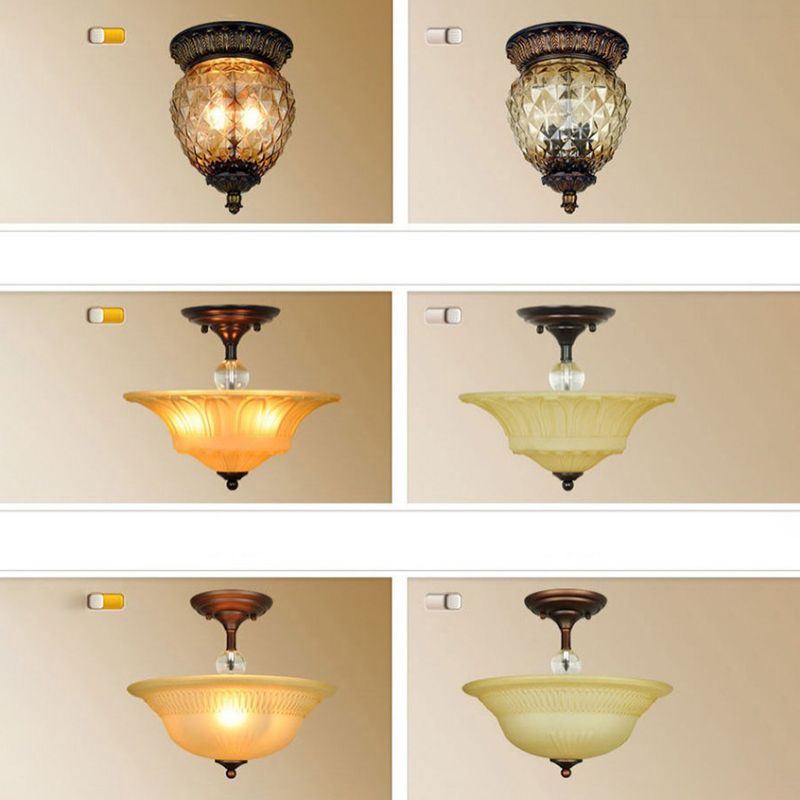 Lámpara de techo con pantalla de cristal, accesorio tradicional para pasillo cerca de la lámpara de techo, en negro