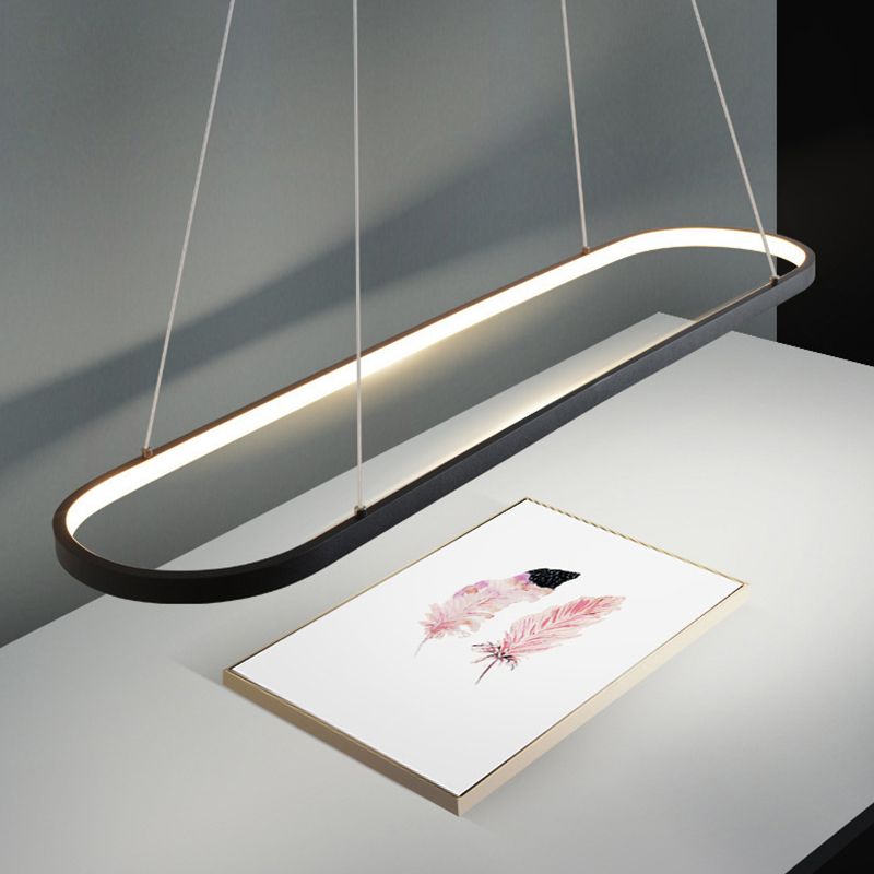 Black Minimalism LED Island Light Aluminum Alloy Lamp Body Modern Style Lighting Fixture with 39.3" Adjustable Hanging Wire