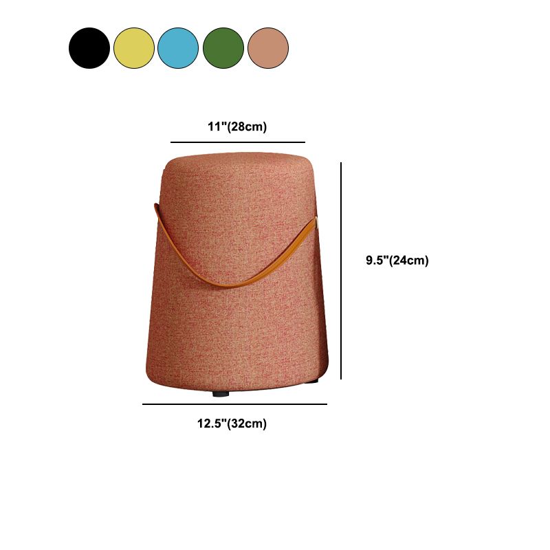 Contemporary Footstool Ottoman Fabric Upholstered Portable Round Ottoman