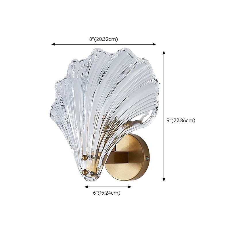 Shell Shape Wall Lamp Modern Style Glass 1 Light Wall Light in Clear