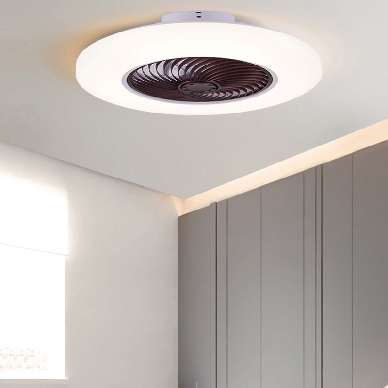 Acryl weiße LED -Deckenventilator Licht im modernen prägnanten Stil Eisen kreisförmiger Flush -Mount für Schlafzimmer