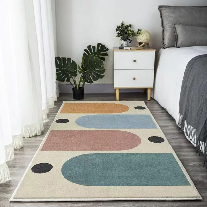 Beige Kids Rug Polyester Color Piece Rug Stain Resistant Rug for Bedroom