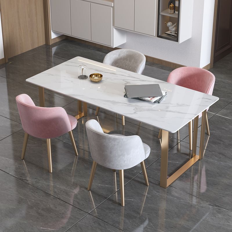 Traditionele luxe rechthoekige eettafel gesinterde stenen eettafel met dubbele voetstuk