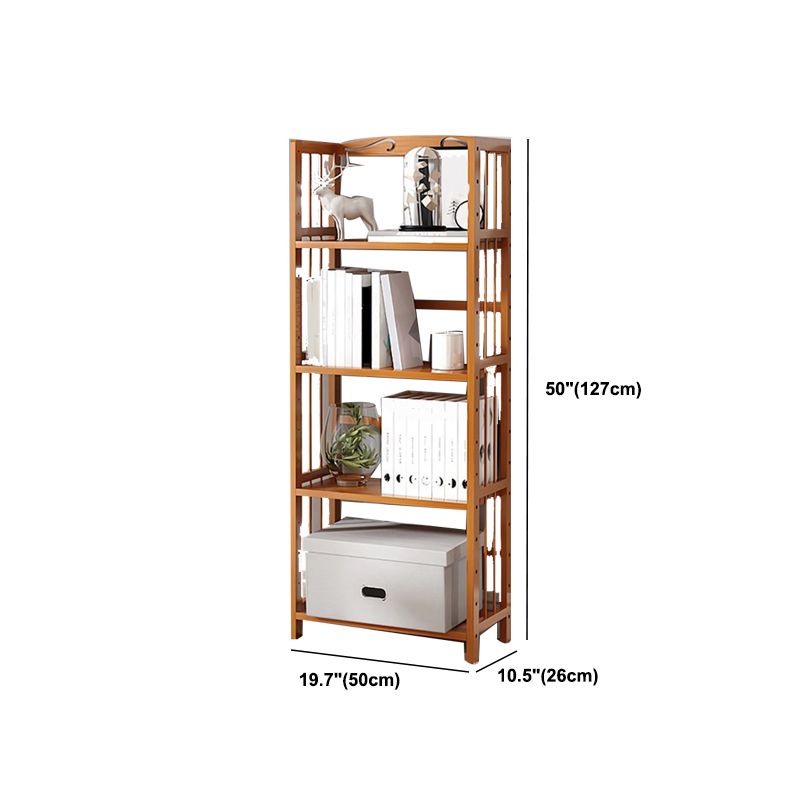 Modern Vertical Bamboo Shelf Etagere Espresso Shelf Bookcase for Bedroom