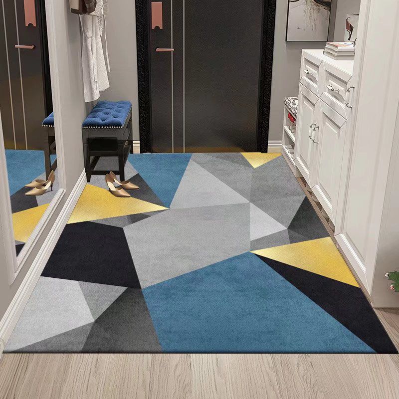 Modern Indoor Rug Rectangle Geometric Print Area Rug Non-Slip Backing Rug