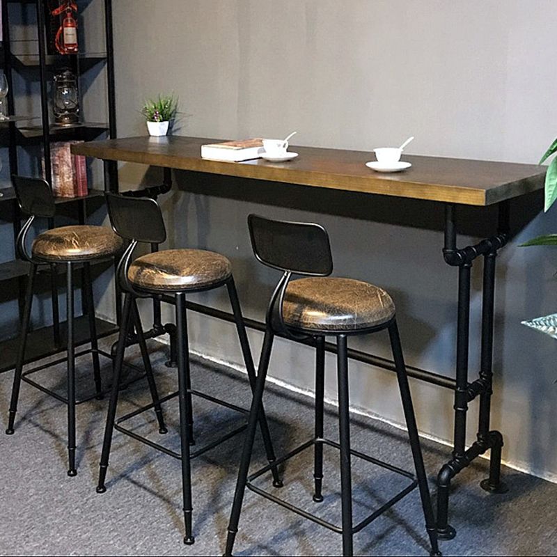 Modern Bar Dining Table Solid Wood Rectangle Bar Table in Brown