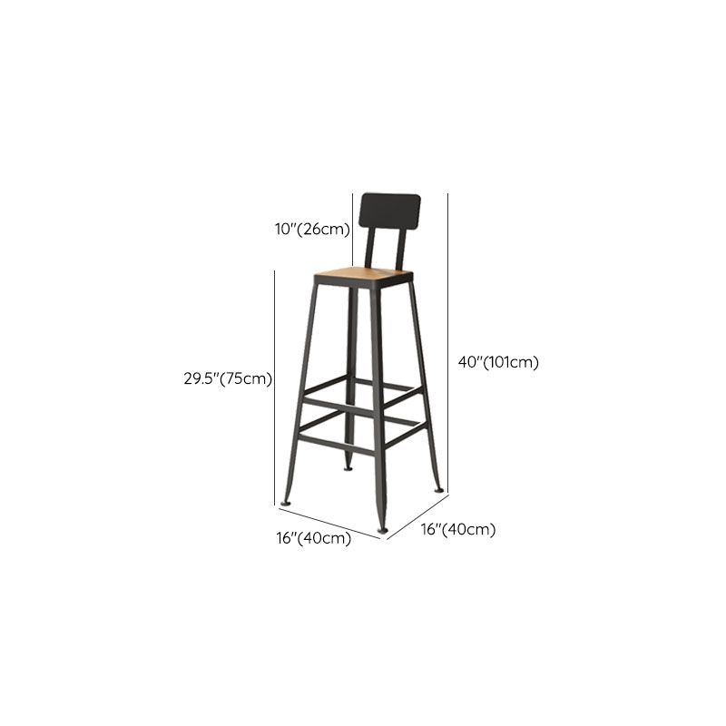 Industrial Metal Bar Stool Low Back Bar Stool with Black Base