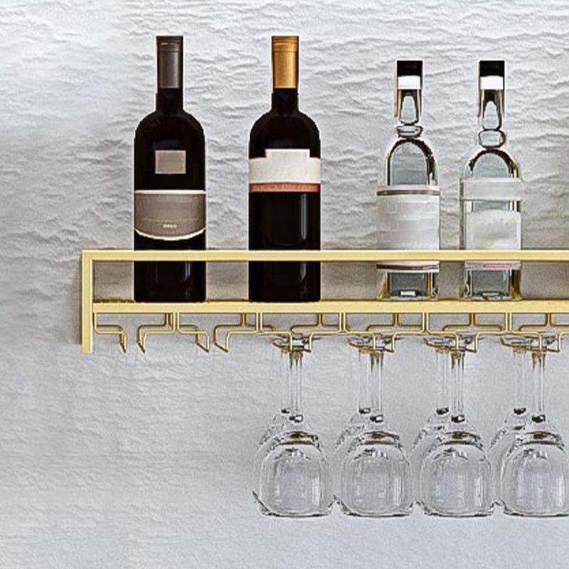 Metal Wall Mounted Wine Bottle & Glass Rack Modern Wine Holder Rack
