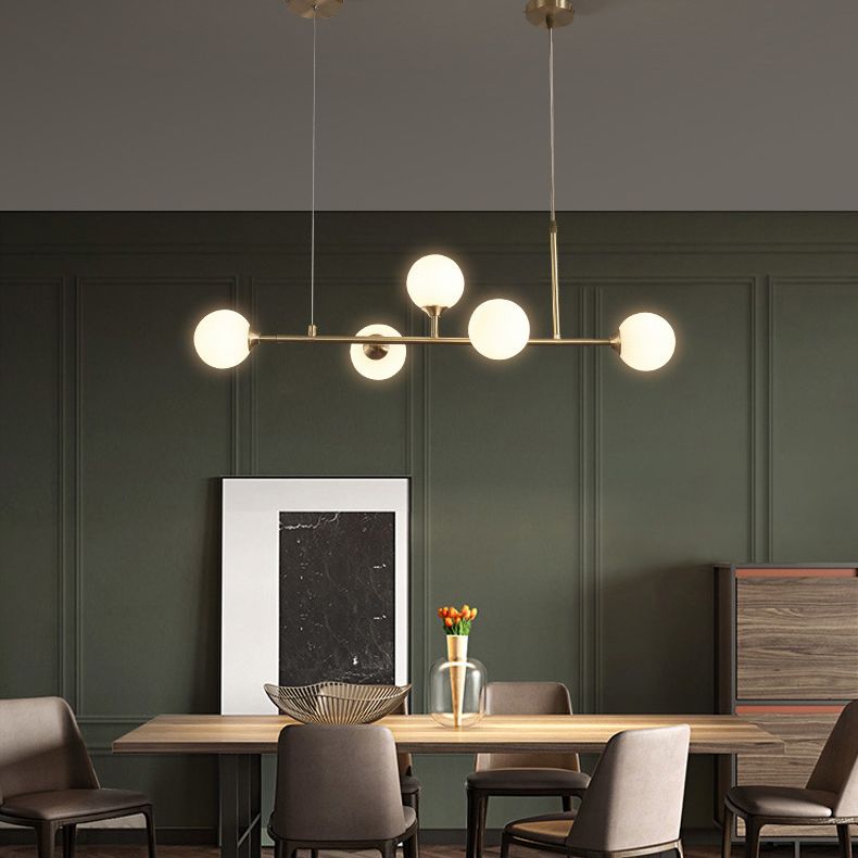 Round Island Lampellale Luci di vetro contemporaneo Fissature di illuminazione lampadario per il ristorante