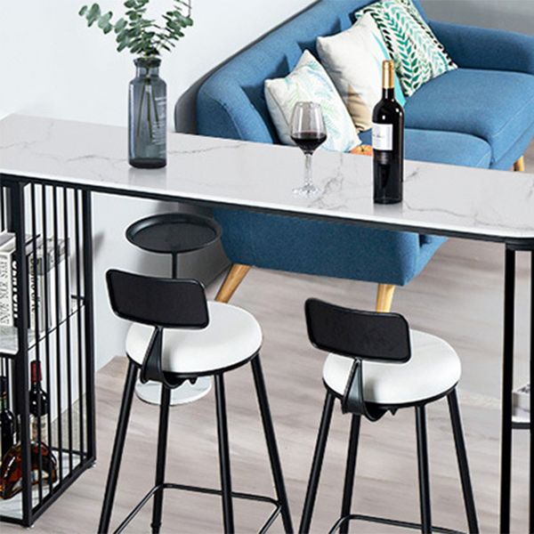Modern Stone Living Room Bistro Bar Table Storage Double Pedestal Bar Table
