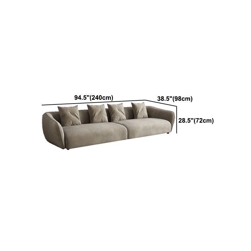 Velvet Sectional/sofa with Pillow Back and Sloped Arms for Apartment