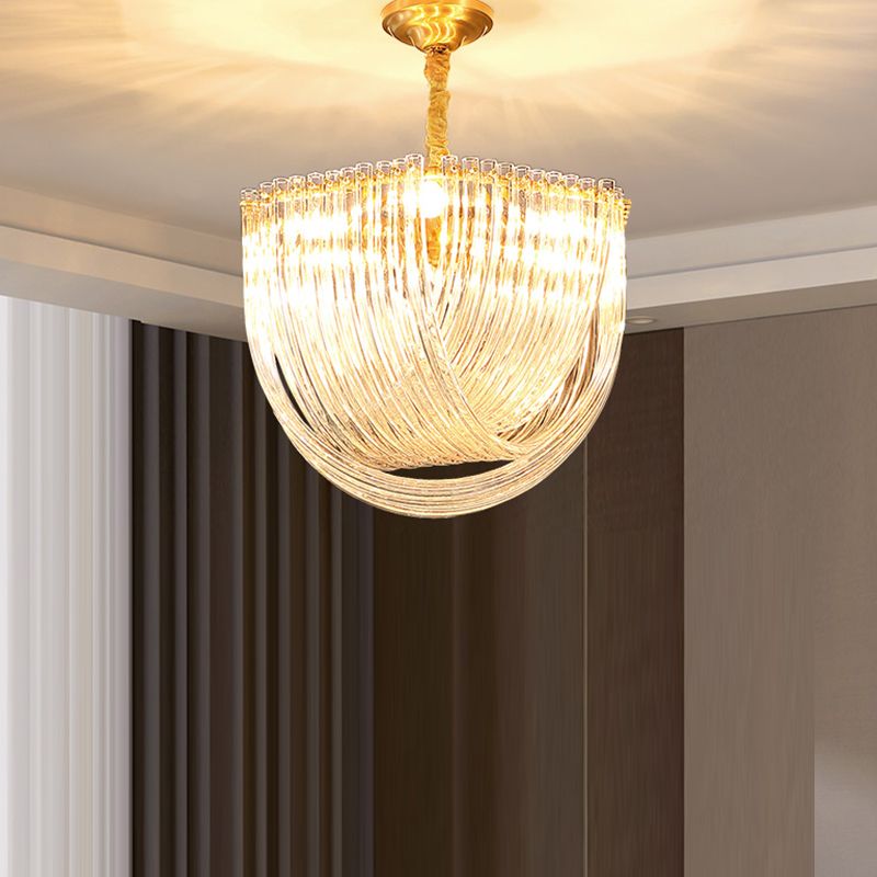 Moderne stijl kroonluchter koperen minimalisme hangend licht met kristal voor woonkamer